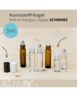 ROLL ON KLARGLAS, Kappe schwarz, Kunststoff-Kugel, 5ml