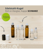 ROLL ON KLARGLAS, Kappe schwarz, Edelstahl-Kugel, 10ml