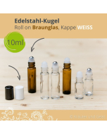 ROLL ON BRAUNGLAS, Kappe weiss, Edelstahl-Kugel, 10ml