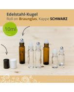 ROLL ON BRAUNGLAS, Kappe schwarz, Edelstahl-Kugel, 10ml